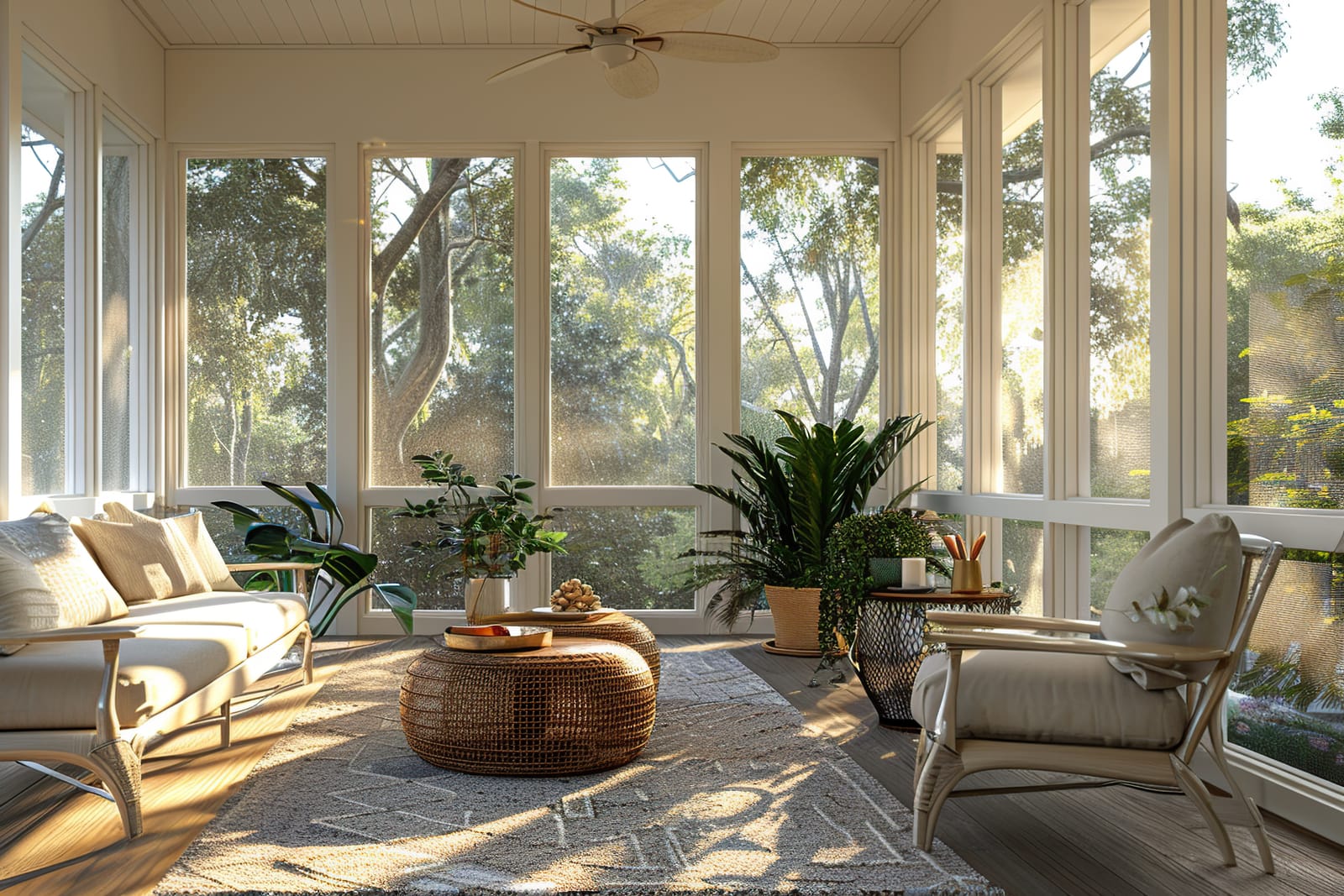 Bright sunroom porch enclosure